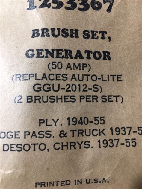 Fixit Generator Brush Set Plymouth Dodge Desoto Chrysler S