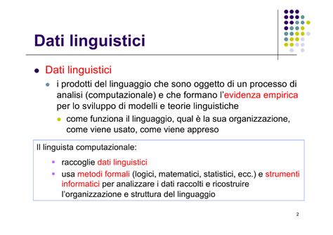 Slides 1 Il Linguista Computazionale Raccoglie Dati Linguistici