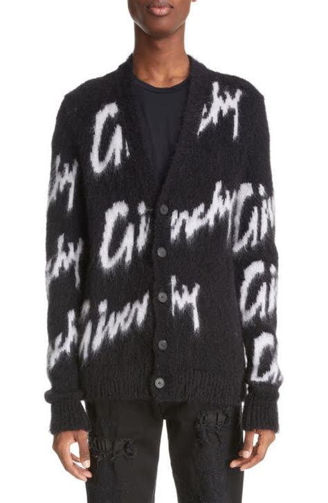 Givenchy Intarsia Logo V Neck Mohair And Wool Blend Cardigan Editorialist