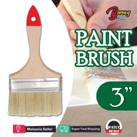 Wooden Handle Paint Brush Pure Bristle Wall Painting Berus Cat Kayu