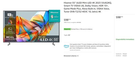 Amazon Sconta In Modo Importante Un Tv Uled Di Hisense C Il