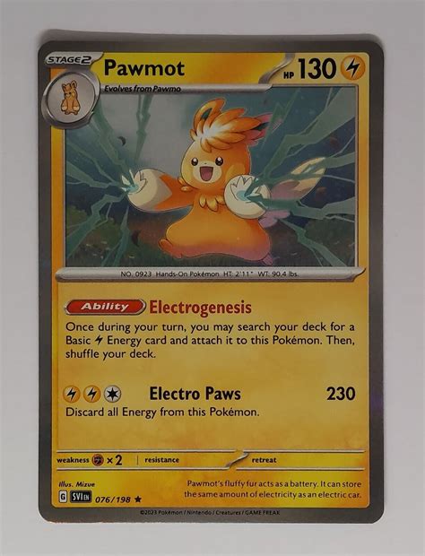 Pokemon TCG Pawmot Holo 076 198 Rare Card Scarlet And Violet Base Set