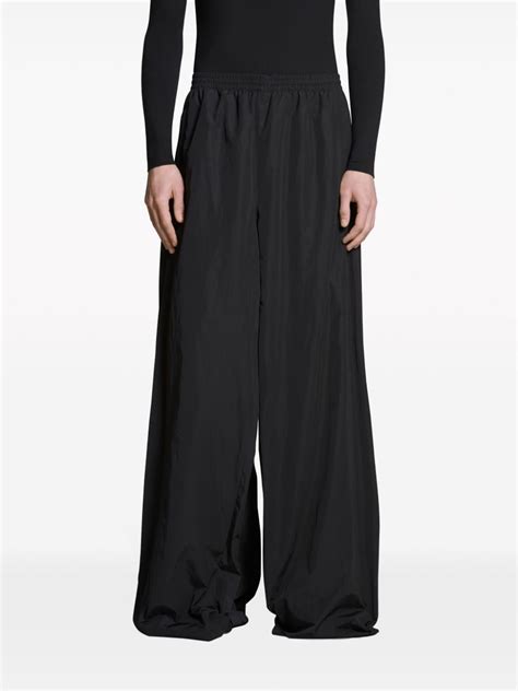 Balenciaga Drawstring Waist Wide Leg Trousers Black Farfetch