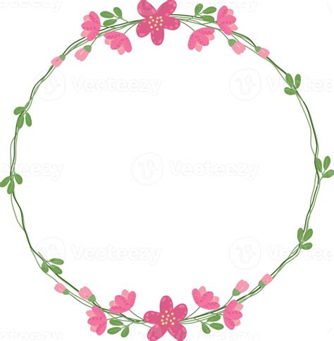 Free Cute Flat Style Minimal Pink Flower Wreath Frame Collection For