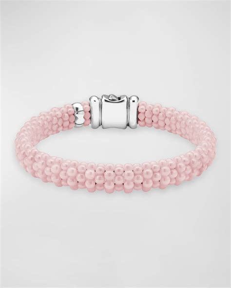 Lagos Sterling Silver Pink Caviar 9mm Rope Bracelet Neiman Marcus