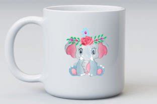 Watercolor Floral Baby Elephant Vector Graphic By ML Design Creative