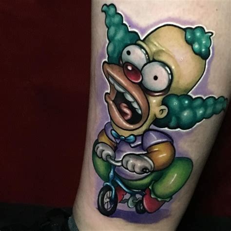 Krusty The Clown Tattoo By Josh Herman Cartoon Tattoos Clown Tattoo