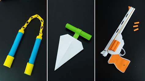 03 Origami Ninja Papel Armas Nunchucks Pistola De Papel Cuchillo