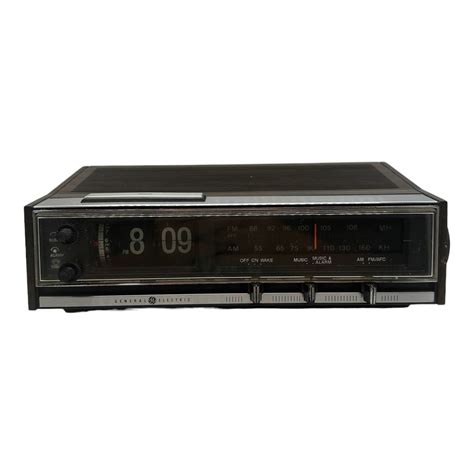 General Electric Flip Clock Radio Model 7 4321 Walnut Grain As Is