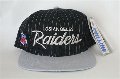 Vintage Los Angeles Raiders Nfl Pinstripe Snapback Hat Made By Sports Specialties Snapback