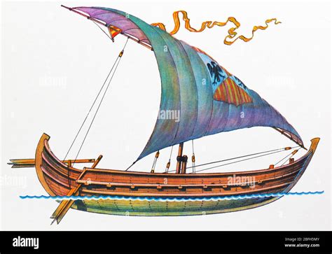 Mediterranean sailing ship, 9th century Stock Photo - Alamy