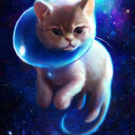 «Котëнок в космосе» — картинка создана в Шедевруме