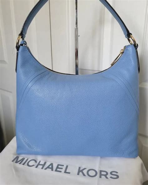 Michael Kors Aria Pebble Leather Shoulder Bag 30t9sxal3l Pearl Grey