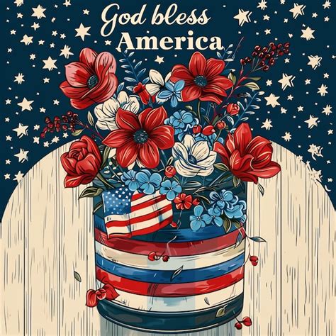 Premium Photo A Patriotic Poster For God Bless Us The Words God Bless