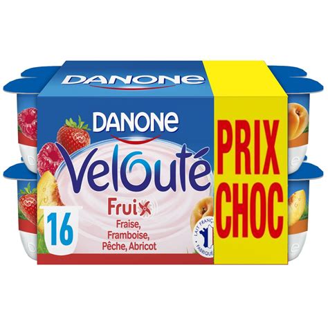 Danone Velouté Fruix Yaourt Aux Fruits Brassé Panaché 16x125g Pas Cher