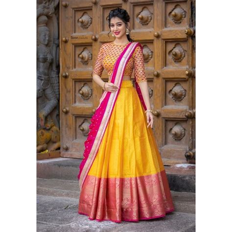 New Kanjivaram Silk Half Saree Lehenga Pure Zari Weaving South Etsy