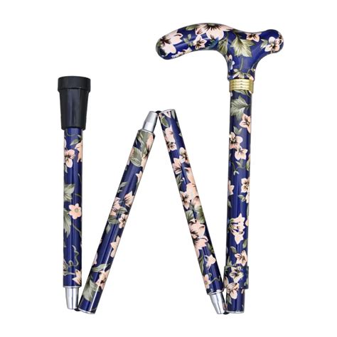 Safety Folding Aluminium Walking Stick Blue Flower 1001005ffc