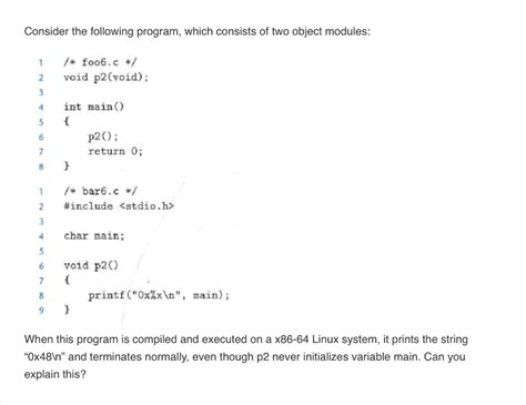 Solved Consider The Following Program Which Consists Of Two Chegg