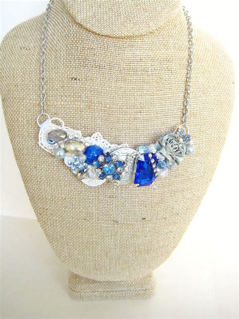 Sapphire Blue Statement Necklace Cobalt Blue Bib Necklace