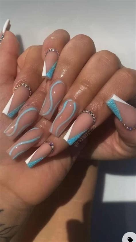 Aqua Nail Inspo Turquoise Nails Long Square Acrylic Nails Square