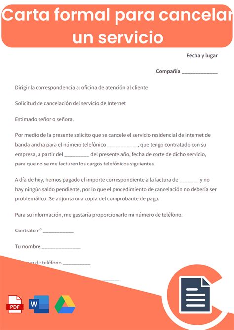 Ejemplo De Carta Para Solicitar La Cancelaci N De Un Servicio Cartas