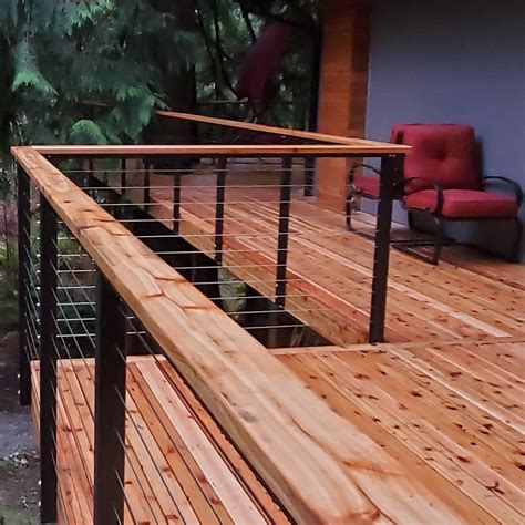 Natural Wood Deck With Steel Cable Railing 3 Brothers Decking