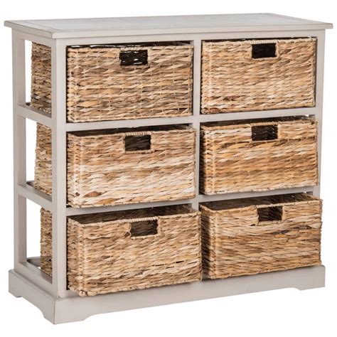 Safavieh Keenan Nautical 6 Wicker Basket Storage Chest Distressed White