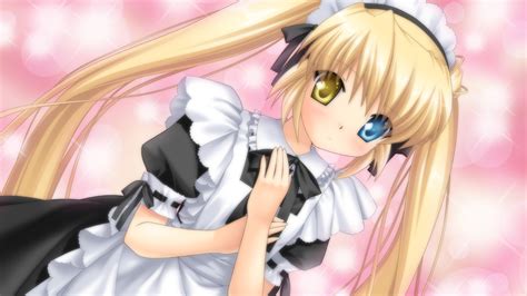 Bicolored Eyes Blonde Hair Game Cg Hinoue Itaru Long Hair Maid Nakatsu