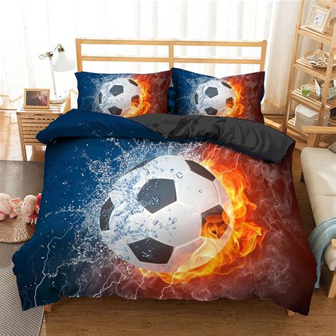 Football Duvet Cover Soccer Bedding Set For Boys Girls Ball Gamer