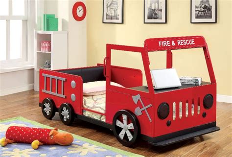 Rescuer Collection 7767 Twin Fire Truck Bed Frame Kid Beds Firetruck