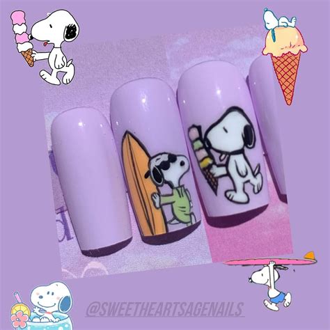 Snoopy Press On Nail Art In Snoopy Nails Lilac Nails Drip Nails