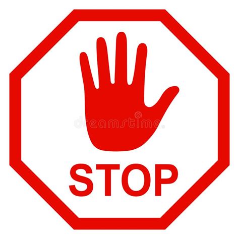 Stop Sign Icon With Hand Vector Stock Illustration Illustration Of