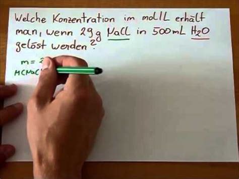 Konzentration In Mol L C N V Youtube