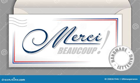 Handwritten French Language Lettering Mercie Beaucoup Thank You Very