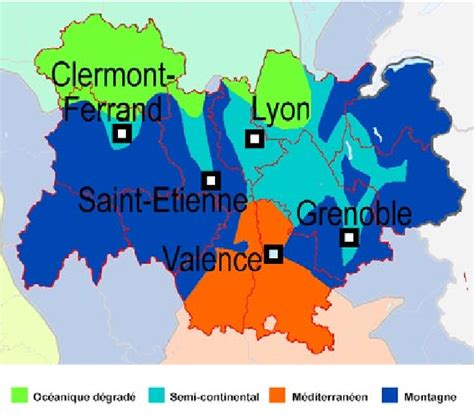 Carte du climat de la région AuvergneRhône Alpes Technob105 CC BY SA