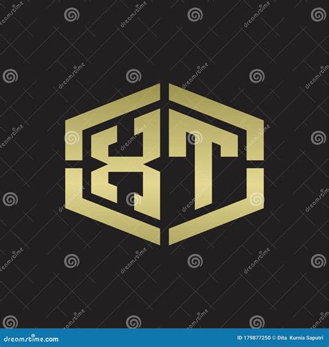 Xt Logo Monogram With Hexagon Shape And Piece Line Rounded Design