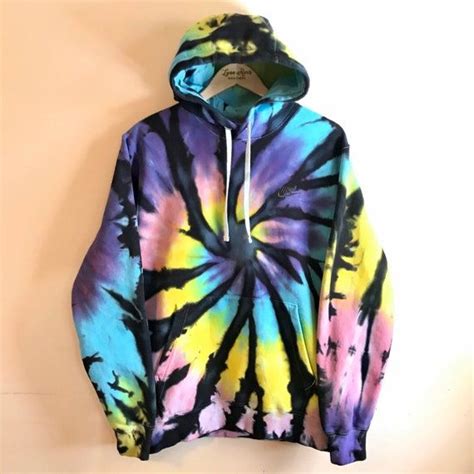 Tie Dye Nike Sudadera Con Capucha Pastel Rainbow Spiral Sudadera Negra