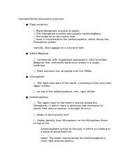 Concepts Docx Concepts Terms Discussed In Lecture Plate Tectonics