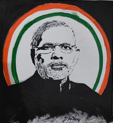 Buy Narendra Modi free hand portrait Handmade Painting by AKASH BHISIKAR. Code:ART_5557_52838 ...