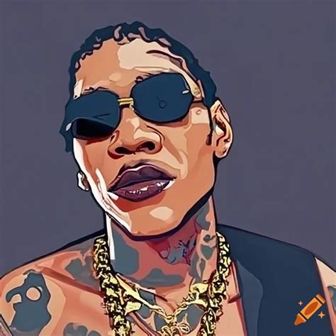 Vybz Kartel With Gold Accessories And Black Sunglasses On Craiyon