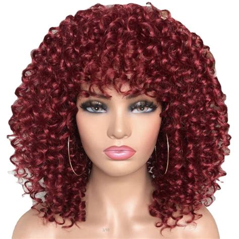 Amazon VenDorLn Hair 99J Wine Red Afro Kinky Curly Wigs With