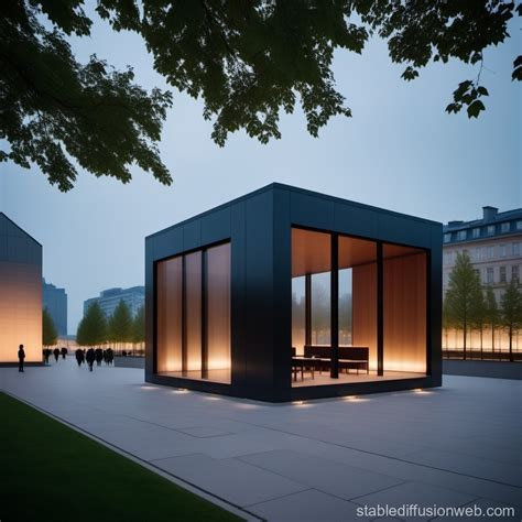 Mistical Small Pavilion Of Light In Midtown Of European City Reference