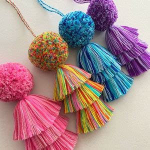 Pom Pom Tassel For Purse Mexico Pom Tassel Bag Charm Pom Pom Etsy