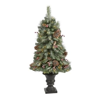 Nearly Natural Frosted Pine Pinecone And Berries Prelit Led