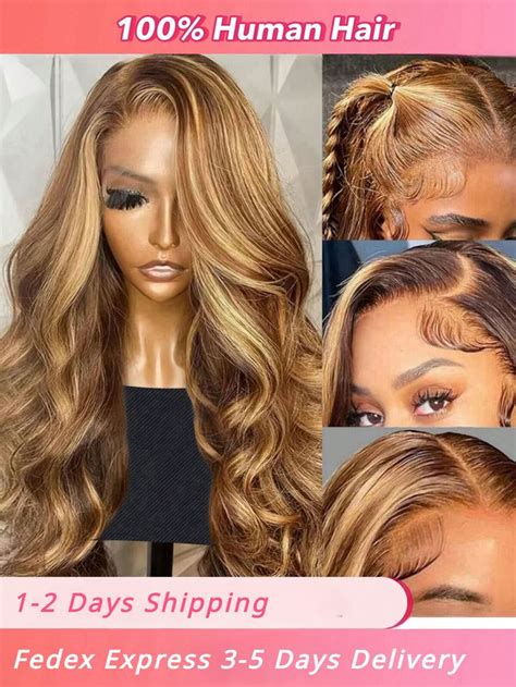 Highlight HD Lace Front Wigs Human Hair Body Wave Honey Blonde Wig EBay In