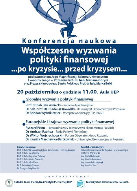 Zaproszenie Konferencja Współczesne wyzwania polityki finansowej 20