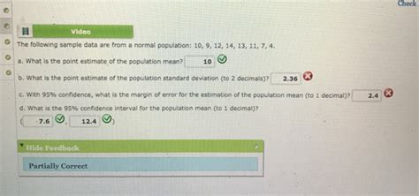 Solved Check Video The Following Sample Data Are From A Chegg