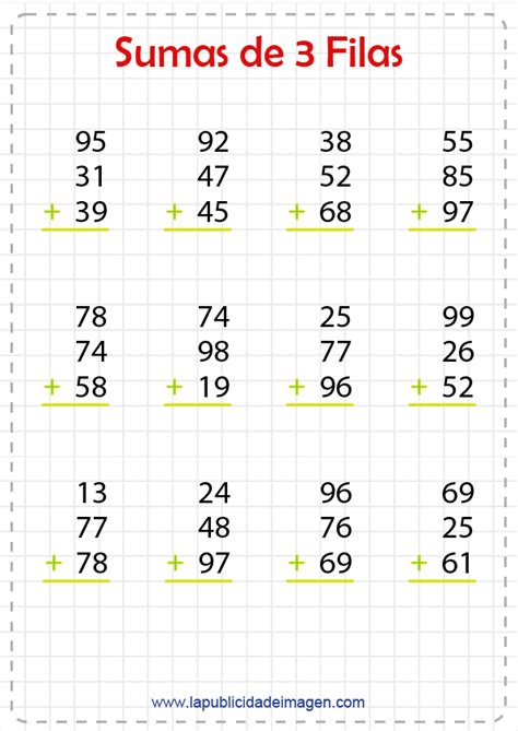 Sumas De Filas Y Dos Cifras Con Llevadas Recursos Educativos Para