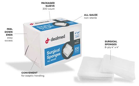 Dealmed 4 X 4 Surgical Sponges 8 Ply Non Woven