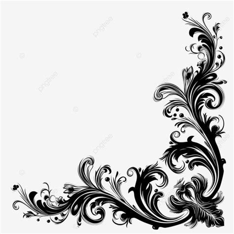 Black Ornament Decorative Frame Border Corner Black Ornament